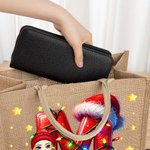 Personalizada Personaje de dibujos animados de Papá Noel Sombrero Inicial Grande Portátil Bolsa de Yute con Nombre Cumpleaños Navidad Regalo para la Familia Amigos