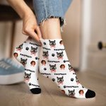 Personalized Face Photo Soft Breathable Ankle Mid-Calf Knee-High Socks with Name Birthday Anniversary Gift for Family Friends