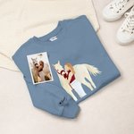Personalized Embroidered Photo Design Multicolor T-shirt Sweatshirt Hoodie with Name Birthday Anniversary Gift for Horseback Riding Enthusiast