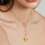 Personalizado Coquette Bow Knot Collar en forma de corazón Dainty Joyería con 1-2 Fotos Cumpleaños Aniversario Regalo para Mujeres