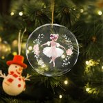 Personalised Floral Ballet Girl Ornament with Name Christmas Home Decor Birthday Gift for Ballerinas Dancers