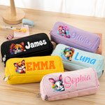 Personalized Cute Cartoon Animal Three-Layer Pencil Case Pouch with Name School Supply Back to School Birthday Gift for Boys Girls