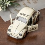 Personalisiertes Mini-Vintage-Käfer-Hochzeitsautomodell mit Namen und Datum Ringträger Pagenjunge Trauzeuge Hochzeit Geschenk