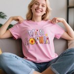 Personlig Apple Scissors 100% bomull mjuk Crewneck lärare T-shirt med text Tillbaka till skolan uppskattning gåva för kvinnor lärare