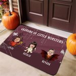 Personalized Halloween Theme 1-10 Face Photos Doormat with Name and Text Home Decor Happy Halloween Gift for Family Friend