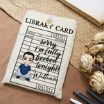 Personalized Library Card Cartoon Character Book Sleeve Protector with Front Pocket and Name Reading Club Birthday Gift for Bookworms
