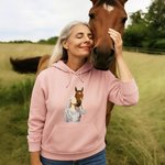 Personalized Embroidered Photo Design Multicolor T-shirt Sweatshirt Hoodie with Name Birthday Anniversary Gift for Horseback Riding Enthusiast