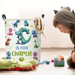 Personalized Excavator Fantasy Unicorn Dinosaur Storage Laundry Basket with Name Nursery Decoration Children's Day Birthday Gift for Boys Girls