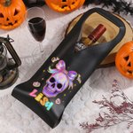 Personalized Cute Cartoon Bow Ghost PU Leather Protective Wine Bag with Name Halloween Party Gift for Wine Lovers