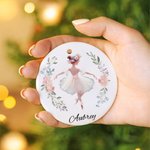Personalised Floral Ballet Girl Ornament with Name Christmas Home Decor Birthday Gift for Ballerinas Dancers