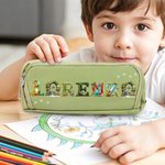 Astuccio a tre scomparti personalizzato con nome a tema dinosauro o unicorno regalo per ritorno a scuola e compleanno per bambini