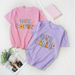 Personlig Apple Scissors 100% bomull mjuk Crewneck lärare T-shirt med text Tillbaka till skolan uppskattning gåva för kvinnor lärare