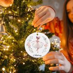 Personalised Floral Ballet Girl Ornament with Name Christmas Home Decor Birthday Gift for Ballerinas Dancers