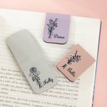 Carry Your Birth Flower Into Every Chapter - Personalized Name Magnetic Bookmark Clip for Reading Lovers