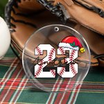 Personalized Basketball Football Acrylic Ceramic Glass Hanging Ornament with Name and Number Tree Decoration Christmas Gift for Ball Sports Lovers