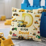 Personalised Cute Excavator Dinosaur Fantasy Unicorn Soft Throw Pillow Cover with Name Room Decor Birthday Gift for Boys Girls