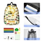 Personalised Cute Excavator Dinosaur Fantasy Unicorn Backpack with Name and Side Pockets Back to School Birthday Gift for Boys Girls