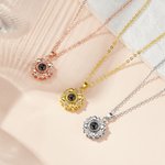 Gepersonaliseerde zonnebloem fotoprojectie ketting met 100 talen Ik hou van je sieraad verjaardag verjaardagscadeau voor vrouwen