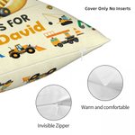 Personalised Cute Excavator Dinosaur Fantasy Unicorn Soft Throw Pillow Cover with Name Room Decor Birthday Gift for Boys Girls