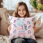Personalised Cute Excavator Dinosaur Fantasy Unicorn Soft Throw Pillow Cover with Name Room Decor Birthday Gift for Boys Girls