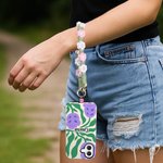 Coque de Téléphone Double Couche Personnalisée avec Nom Motif Floral Accessoire iPhone Samsung avec Bracelet ou Sangle Cadeau Anniversaire pour Femme