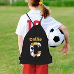 Personalized Stripes Camo Sports Pattern Name Drawstring Bag with Initial or Number Back to School Birthday Gift for Students Sport Lovers