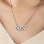 Personalised Heart Outline Pendant Family Necklace with 1-12 Engraved Names Dainty Women's Jewellery Birthday Mother's Day Gift for Mom Grandma
