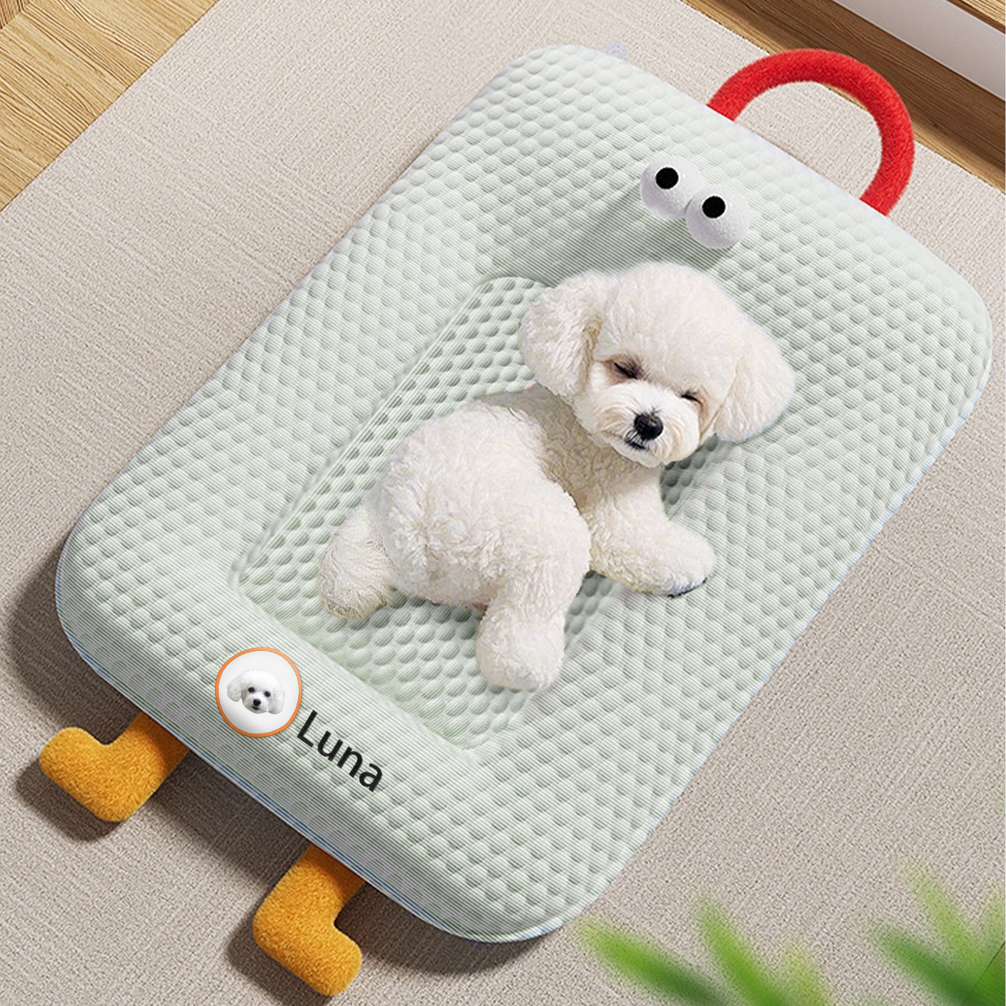 Tapis de refroidissement personnalisé amovible avec photo de l'animal, support en mousse et poignée Fournitures pour animaux de compagnie Cadeau d'anniversaire pour les propriétaires d'animaux de comp