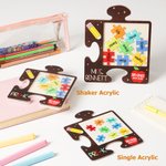 Personalized Pencil Apple Puzzle Piece Shaker Fridge Magnet Birthday Appreciation Back to School Gift for Teachers