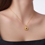 Gepersonaliseerde zonnebloem fotoprojectie ketting met 100 talen Ik hou van je sieraad verjaardag verjaardagscadeau voor vrouwen