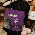 Bolsa de asas grande con nombre para uso diario Regalo de Navidad Cumpleaños para mujer Amante de las mascotas