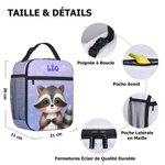 Sac de Repas Isotherme Personnalisé avec Nom Motif d'Animal Cartoon Cadeau Anniversaire Rentrée Scolaire pour les Garçons et les Filles