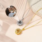 Gepersonaliseerde zonnebloem fotoprojectie ketting met 100 talen Ik hou van je sieraad verjaardag verjaardagscadeau voor vrouwen