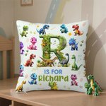 Personalised Cute Excavator Dinosaur Fantasy Unicorn Soft Throw Pillow Cover with Name Room Decor Birthday Gift for Boys Girls