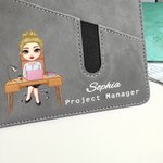 Personalized Cartoon Character Name PU Leather A5 Notebook with Storage Pocket and Lined Pages Daily Essentials Birthday Gift for Office Workers