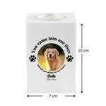 Gepersonaliseerde Houten Kaarshouder met Foto Naam en Pootafdruk van Hond of Kat Herdenkingscadeau en Troostgeschenk voor Huisdiereigenaar