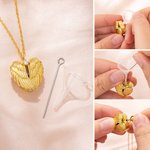 Personalizada delicada Angel Wings Corazón Foto Urna Collar para cenizas con texto grabado Cremación Joyería Memorial Regalo para las mujeres