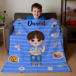 Personalisierte Cartoon Charakter Briefpapier weiche Decke mit Namen Home Decor zurück zu Schule Saison Geburtstag Geschenk für Jungen Mädchen