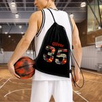 Personalized Stripes Camo Sports Pattern Name Drawstring Bag with Initial or Number Back to School Birthday Gift for Students Sport Lovers