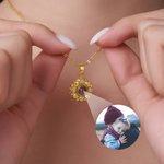 Gepersonaliseerde zonnebloem fotoprojectie ketting met 100 talen Ik hou van je sieraad verjaardag verjaardagscadeau voor vrouwen
