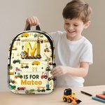 Personalised Cute Excavator Dinosaur Fantasy Unicorn Backpack with Name and Side Pockets Back to School Birthday Gift for Boys Girls