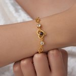 Personalised Zircon Heart Photo Projection Bracelet with 100 Languages I Love You Dainty Jewellery Anniversary Birthday Gift for Women