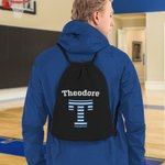 Personalized Stripes Camo Sports Pattern Name Drawstring Bag with Initial or Number Back to School Birthday Gift for Students Sport Lovers