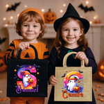 Gepersonaliseerde Schattige Spook Pompoen Grote Tas met Naam en Voorletter Halloween Feestcadeau voor Jongens Meisjes