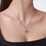 Gepersonaliseerde zonnebloem fotoprojectie ketting met 100 talen Ik hou van je sieraad verjaardag verjaardagscadeau voor vrouwen