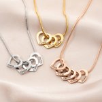 Personalised Heart Outline Pendant Family Necklace with 1-12 Engraved Names Dainty Women's Jewellery Birthday Mother's Day Gift for Mom Grandma