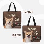 Bolsa de asas grande con nombre para uso diario Regalo de Navidad Cumpleaños para mujer Amante de las mascotas