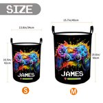 Personalized Ink Splash Game Controller Waterproof Large Laundry Basket with Name and Handle Birthday Housewarming Gift for Game Lover Friends