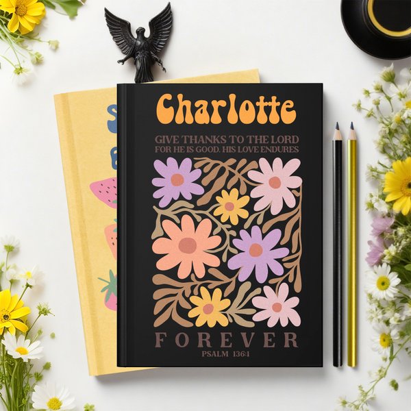 Personalisierte Blume Bibel Vers A5 Lined Notebook mit Namen und Bleistift Kirche Studie Geburtstag religiöses Geschenk für Familie Freunde Christian