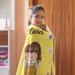 Personalisierte Cartoon Charakter Briefpapier weiche Decke mit Namen Home Decor zurück zu Schule Saison Geburtstag Geschenk für Jungen Mädchen